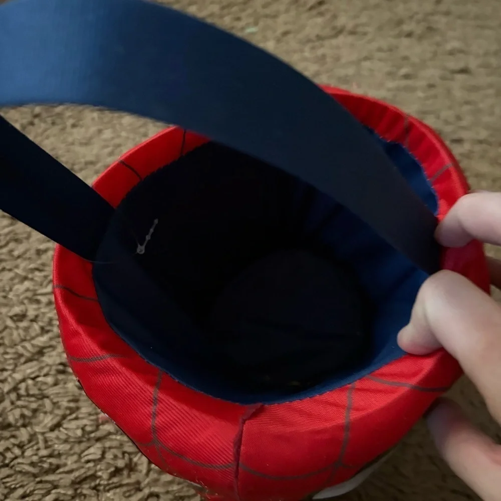 Spider-Man Plush Basket Bin Easter Halloween Red Handle Kids